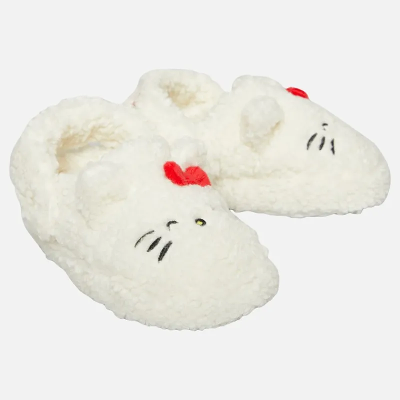 New Piger Hvide Borg Slippers Hvid/Rød Nattøj|Nattøj