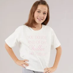 Best Piger Katrine Cropped T-shirt Snow White Chillin C-12 Snow White Chillin Overdele Og Veste