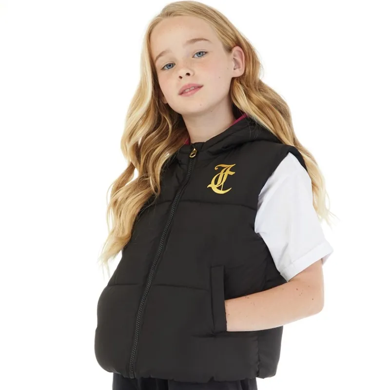 Best Piger Korte Bred Baffel Veste Sort Jakker Og Frakker