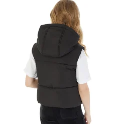 Best Piger Korte Bred Baffel Veste Sort Jakker Og Frakker