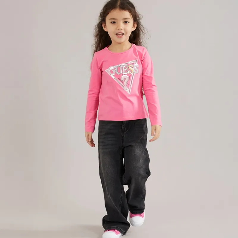 Hot Piger langærmet t-shirt Jelly Pink Overdele Og Veste
