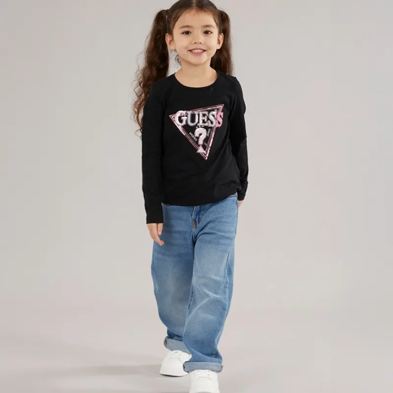 Piger langærmet t-shirt Jet Black A996 Overdele Og Veste