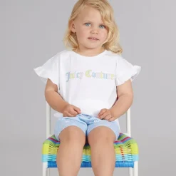 Best Piger Letter Frill Sæt Blå Shorts|Sæt