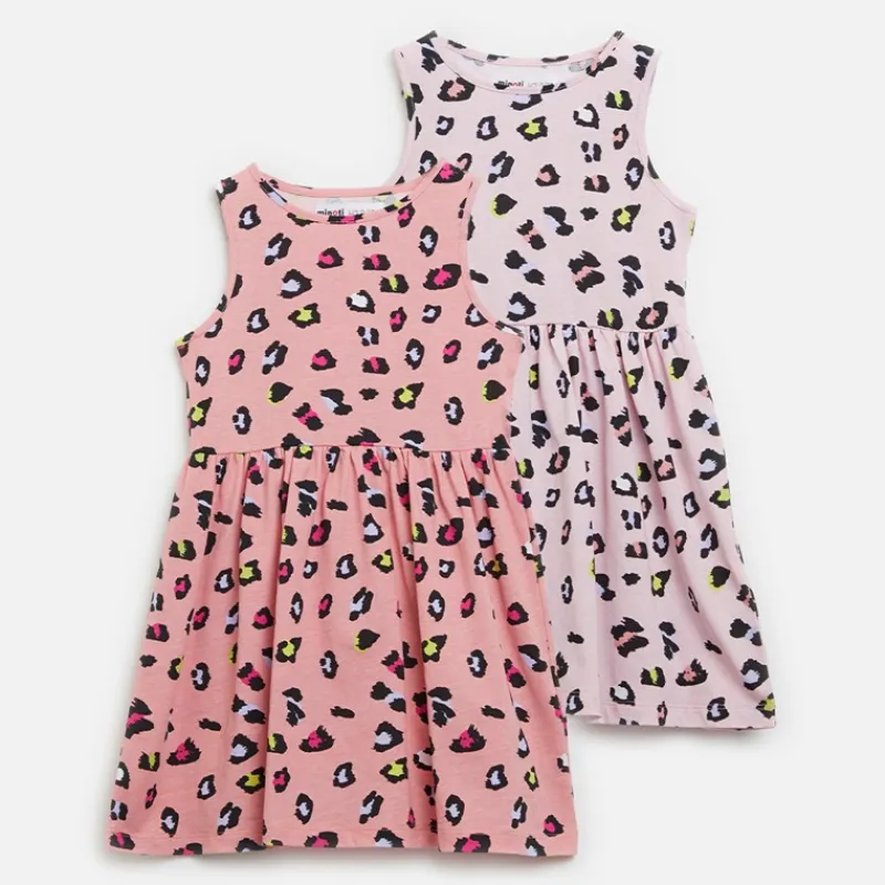 Online Piger To Pak Dyreprint Kjoler Pink / Pink Multipakker|Kjoler Og Nederdele