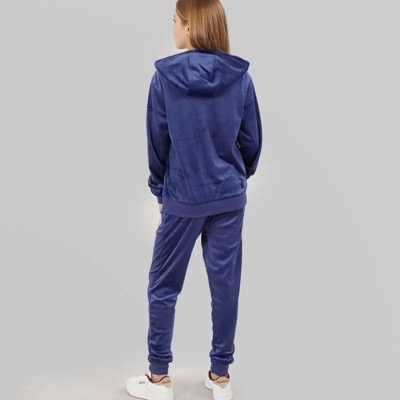 Best Piger Velour Hjerte Logo Træningssæt Blå Print Træningsdragter Og Sæt
