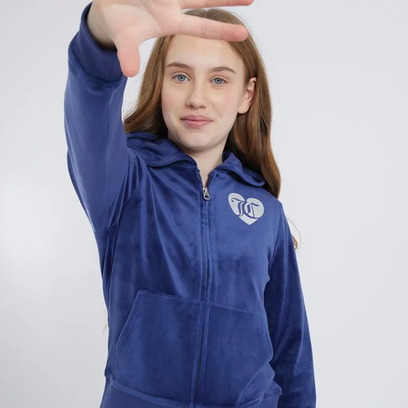 Online Piger Velour Hættetrøjer Blå Hættetrøjer Og Sweatshirts