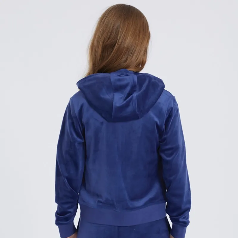 Online Piger Velour Hættetrøjer Blå Hættetrøjer Og Sweatshirts