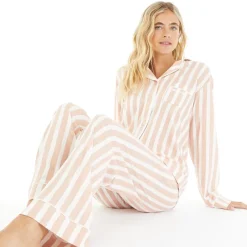 Online Pyjamas til kvinder Siesta Dæmpet rosa/hvid stribet Dame Undertøj, Sokker Og Nattøj·Nattøj