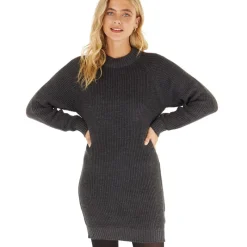 Outlet Sort Karlie Strikkede Kjole Sort Melange Dame Kjoler Og Nederdele·Kjoler|Trøjer Og Cardigans·Trøjer