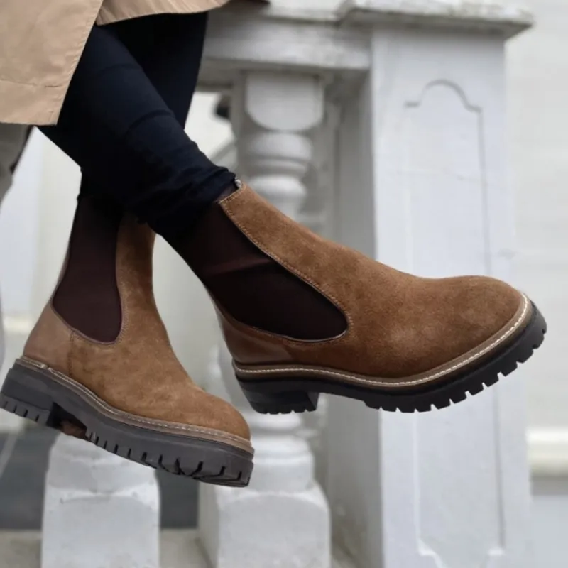 Best Suede støvler til kvinder Efterår 21 112 Cognac Dame Støvler|Støvler