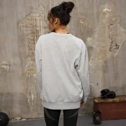 Discount Sweatshirt med rund hals Oversized Lysegrå Melange til Kvinder Dame Hættetrøjer Og Sweatshirts·Sweatshirts