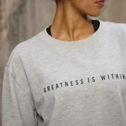 Discount Sweatshirt med rund hals Oversized Lysegrå Melange til Kvinder Dame Hættetrøjer Og Sweatshirts·Sweatshirts