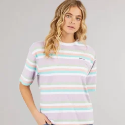 New T-shirt Sharni med lilla striber til kvinder Dame Overdele·T-Shirts|Overdele·Overdele
